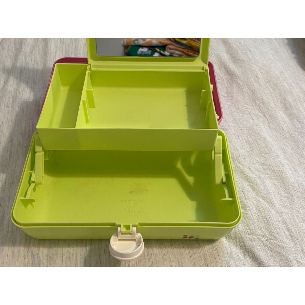 Vintage Caboodles Pink Lime Green Makeup Case Organizer Retro Y2K Cosmetic Box - Picture 6 of 7